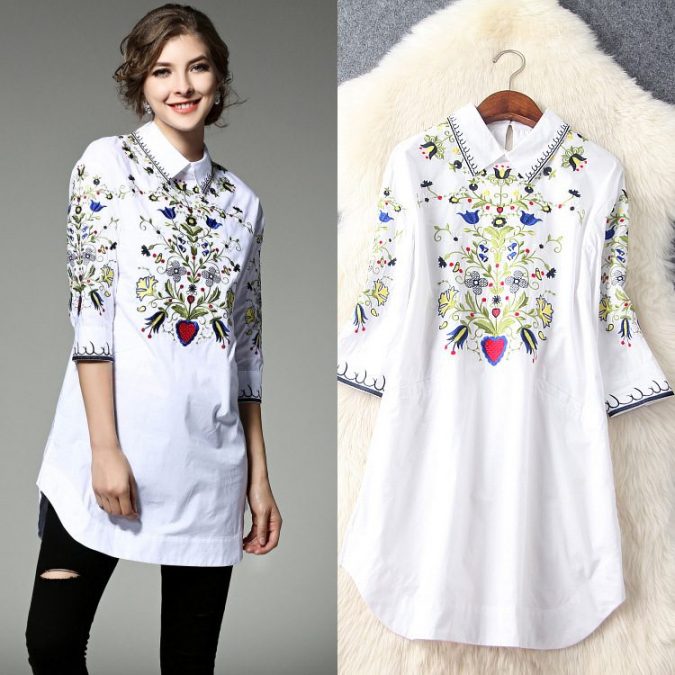 Embroidered cotton blouse3 6 Stylish Fall Outfits for School - 20