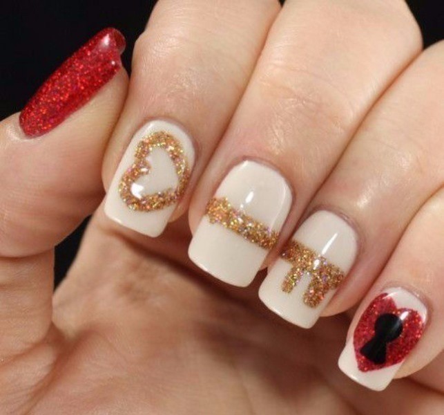 50+ Lovely Valentine's Day Nail Art Ideas 109 Valentines Day Nails 2017 106 50+ Lovely Valentine's Day Nail Art Ideas - 109