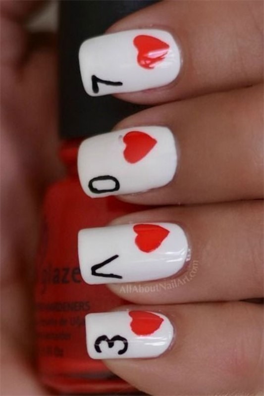 Valentines-Day-Nails-2017-8 50+ Lovely Valentine's Day Nail Art Ideas 2020