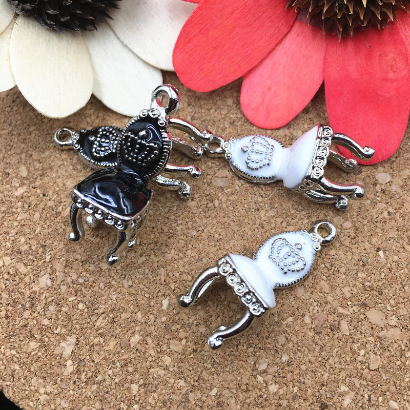 Wholesale 6PCs Lot 26 10MM 3D Royal font b Chair b font Pendant Charms Silver Tone Top 10 Unusual Necklace Jewelry Trends - 19