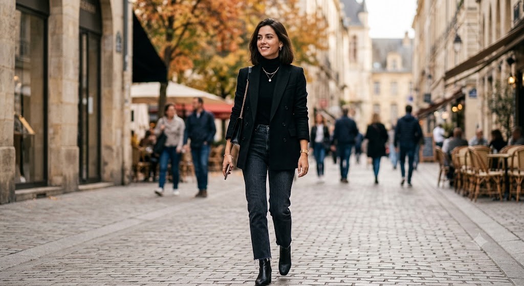 19 Stylish Blazer Outfit Ideas to Copy Now 9 Black Blazer with a Turtleneck style for woman 19 Stylish Blazer Outfit Ideas to Copy Now - 9
