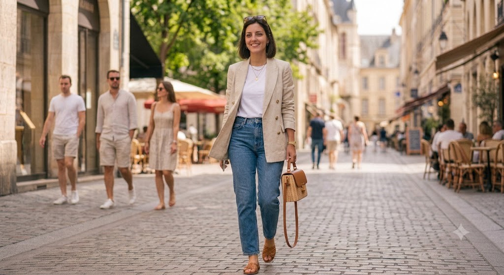 19 Stylish Blazer Outfit Ideas to Copy Now 20 Blazer over a T Shirt and Jeans 19 Stylish Blazer Outfit Ideas to Copy Now - 20