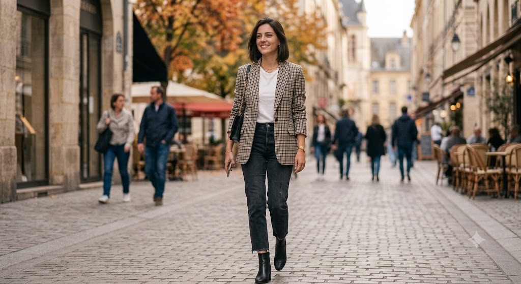 19 Stylish Blazer Outfit Ideas to Copy Now 12 Checked Blazer Casual Outfit for woman 19 Stylish Blazer Outfit Ideas to Copy Now - 12