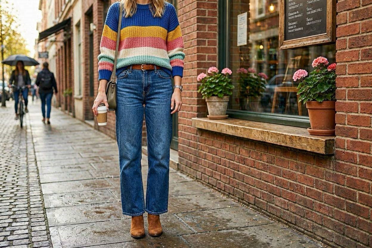 Top 18 Awesome Striped Outfit Ideas for Different Occasions 15 Colorful Striped Sweater Outfit Top 18 Awesome Striped Outfit Ideas for Different Occasions - 15