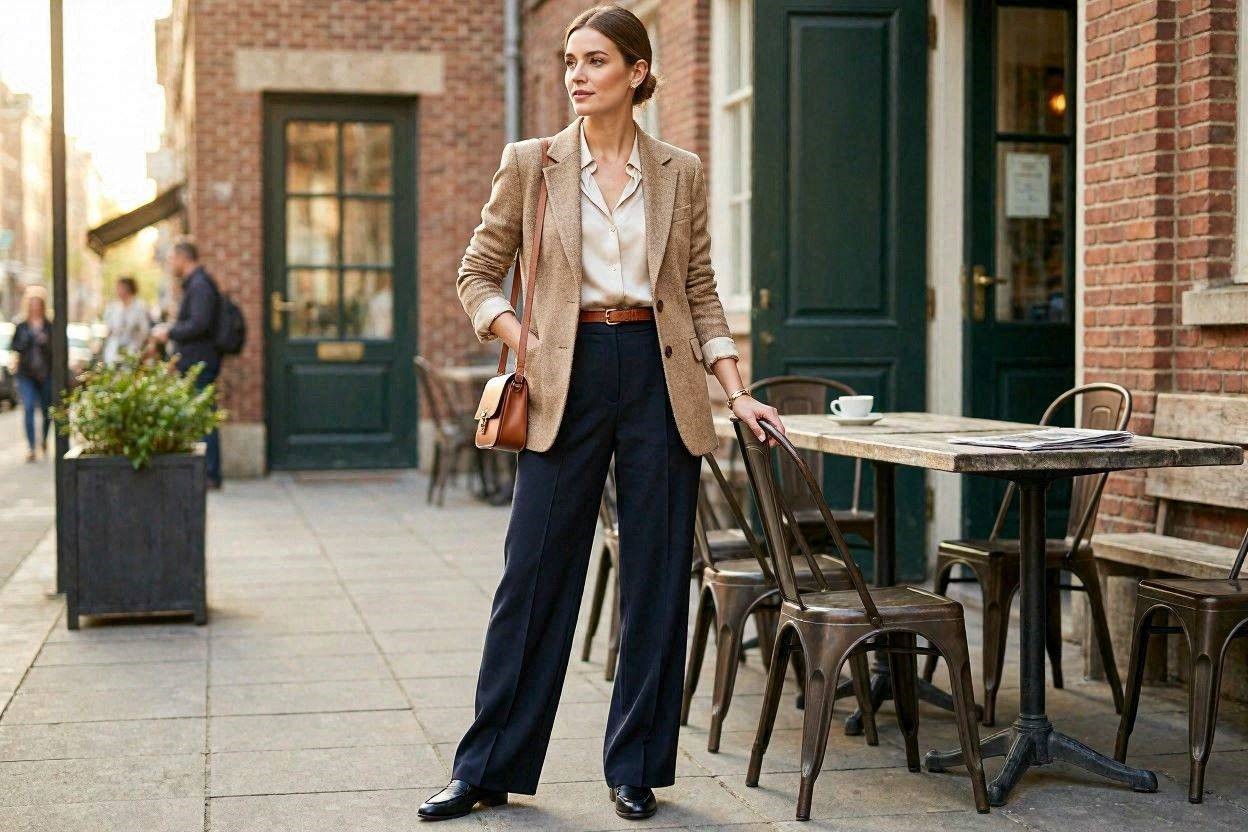 Top 17 Fresh Ways to Learn How to Wear a Blazer 8 Match a Blazer with Wide Leg Trousers Top 17 Fresh Ways to Learn How to Wear a Blazer - 8