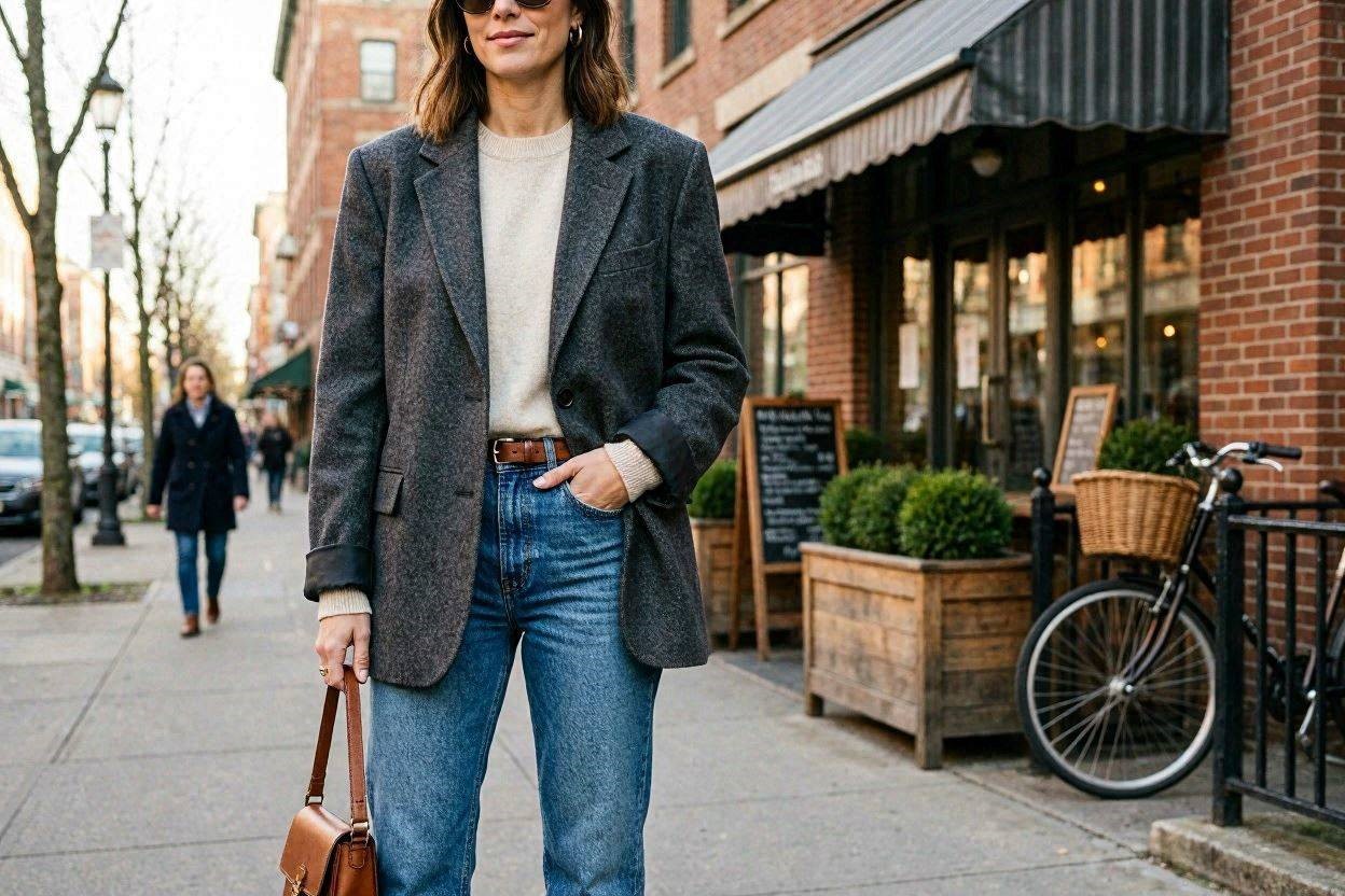 19 Stylish Blazer Outfit Ideas to Copy Now 4 Oversized Blazer with Jeans 19 Stylish Blazer Outfit Ideas to Copy Now - 4