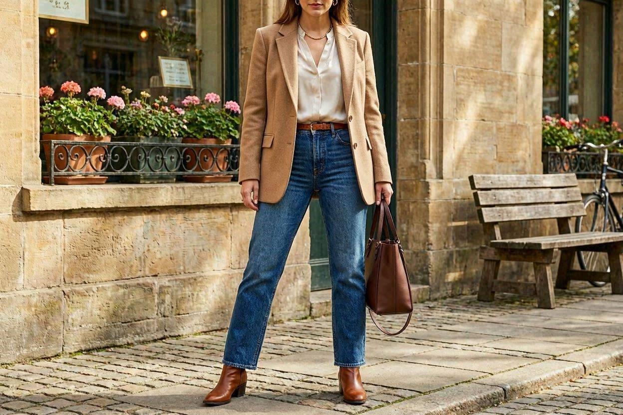 Top 17 Fresh Ways to Learn How to Wear a Blazer 19 Pair a Blazer with Straight Leg Denim Top 17 Fresh Ways to Learn How to Wear a Blazer - 19