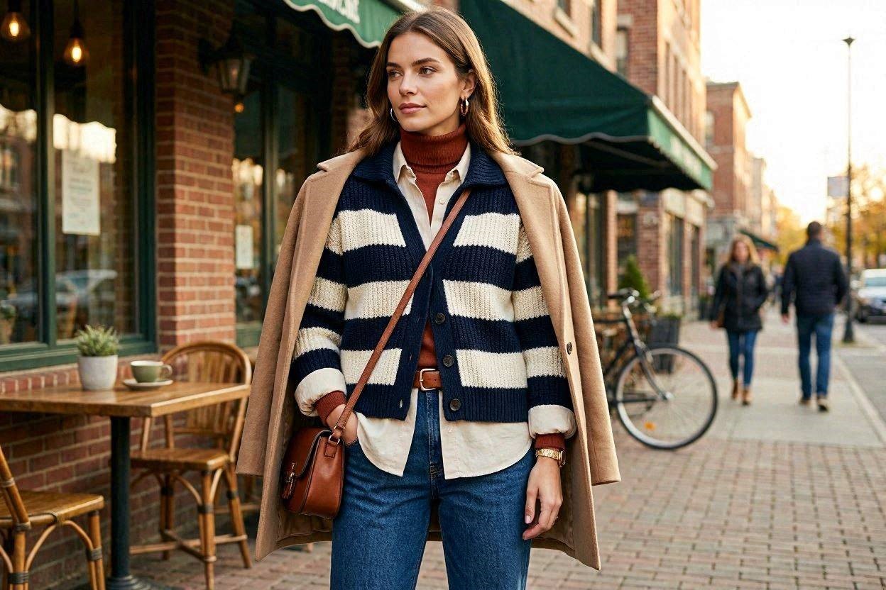Top 18 Awesome Striped Outfit Ideas for Different Occasions 19 Striped Cardigan Layered Outfit Top 18 Awesome Striped Outfit Ideas for Different Occasions - 19
