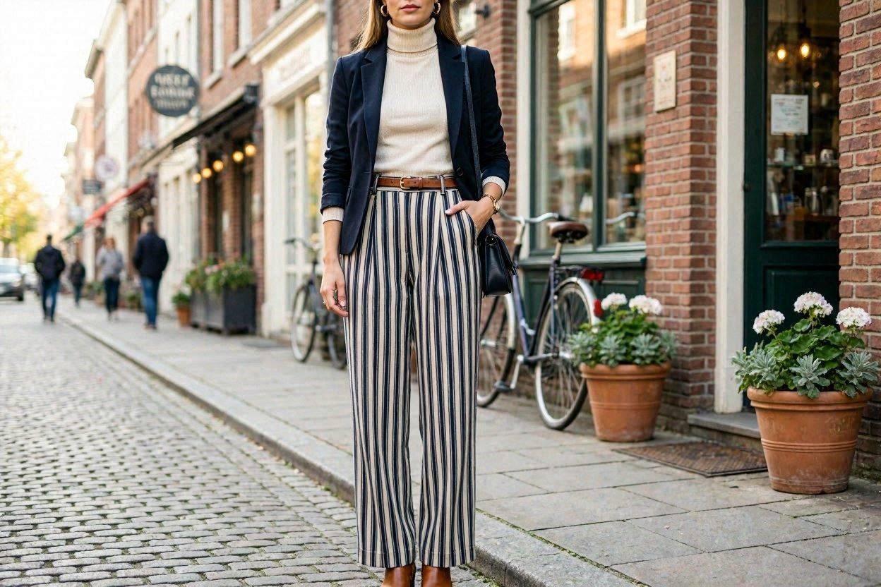 Top 18 Awesome Striped Outfit Ideas for Different Occasions 8 Vertical Striped Pants Outfit Top 18 Awesome Striped Outfit Ideas for Different Occasions - 8