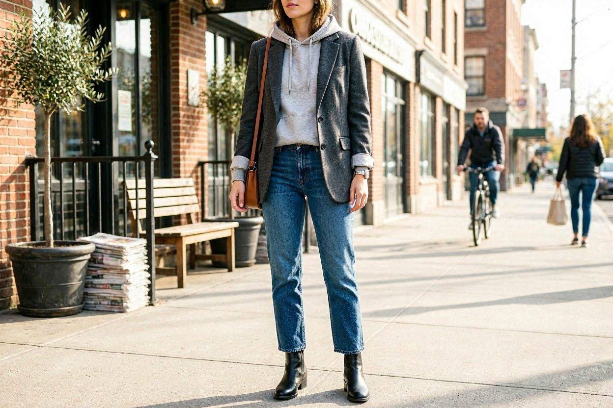 Top 17 Fresh Ways to Learn How to Wear a Blazer 17 Wear a Blazer over a Hoodie Top 17 Fresh Ways to Learn How to Wear a Blazer - 17