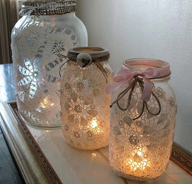 DIY laced jars 8 Creative DIY Decor Ideas for a Fancy-looking home - 4