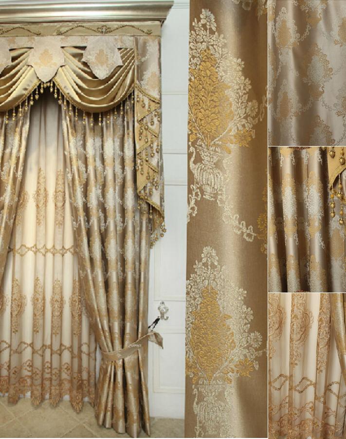 Elegant Jacquard Craft Faux Silk Gold Color of Thick Blackout Curtain CMT7602 1 merge 20+ Hottest Curtain Design Ideas - 76
