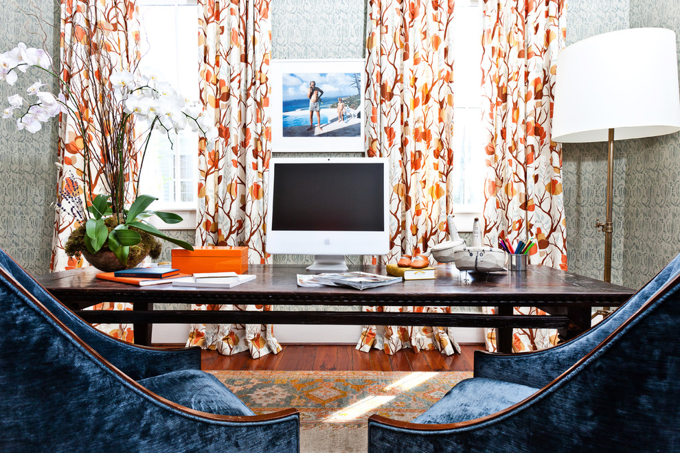 Great Bright Orange Curtain Panels Decorating Ideas Gallery in Home Office Eclectic design ideas 20+ Hottest Curtain Design Ideas - 68