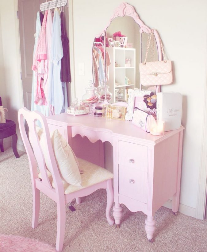 15 Stylish Bedroom & Bathroom Vanities DIY Ideas 12 Pink vanity for bedroom 15 Stylish Bedroom & Bathroom Vanities DIY Ideas - 12