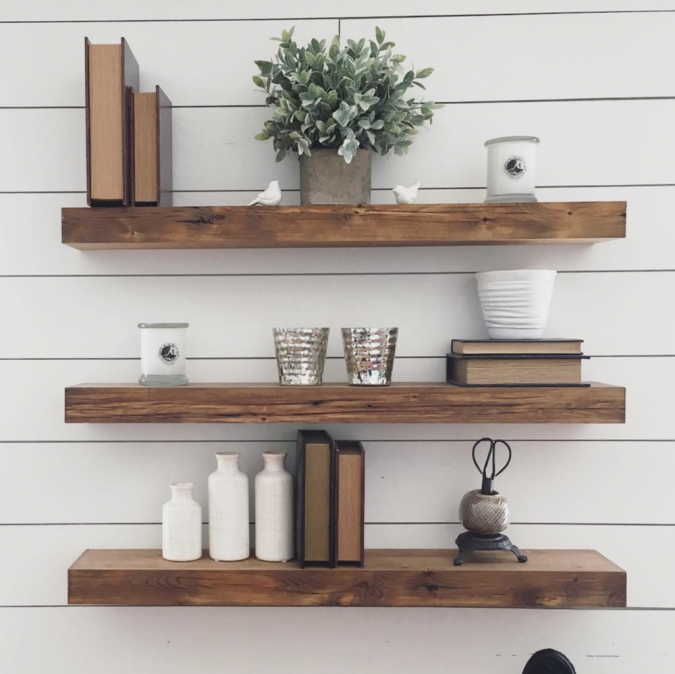 floating-shelves-675x674 11 Charming Rustic Home Decors & Living Sets Trends in 2020