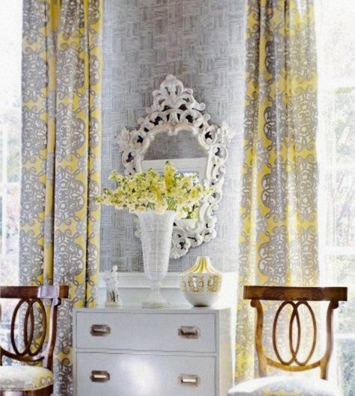 grey and yellow romatic curtains baroque 20+ Hottest Curtain Design Ideas - 62