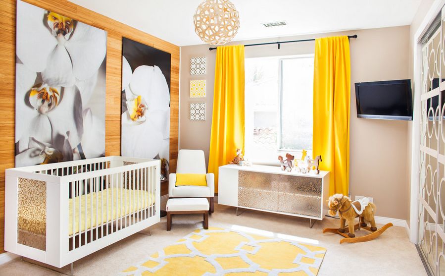modern bright nursery with yellow curtains 20+ Hottest Curtain Design Ideas - 120