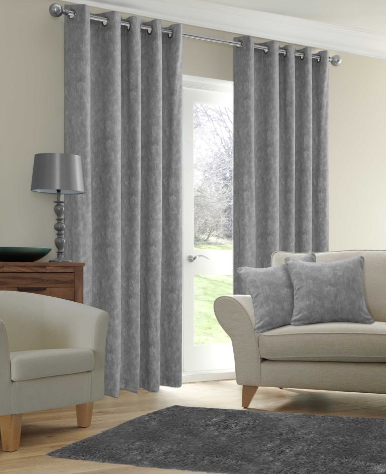 stylish ringtop eyelet fully lined curtains plain cotton fabric silver grey colour size 90 wide x 90 drop 8204 p 20+ Hottest Curtain Design Ideas - 99