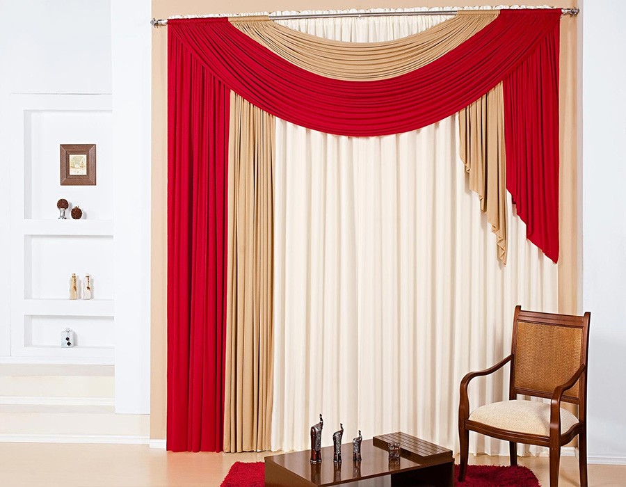 white beige and red curtains modern living room curtain designs 20+ Hottest Curtain Design Ideas - 129
