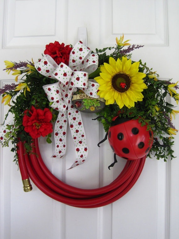 Garden hose wreath 2 7 Vibrant Front Door Decorations for Summer - 8
