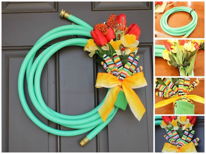 Garden hose wreath 7 Vibrant Front Door Decorations for Summer - 9