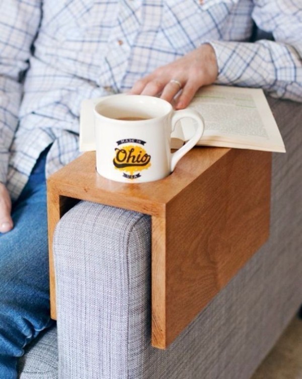 Wooden-Sofa-Sleeve-with-Cup-Holder 35 Unexpected & Creative Handmade Mother's Day Gift Ideas