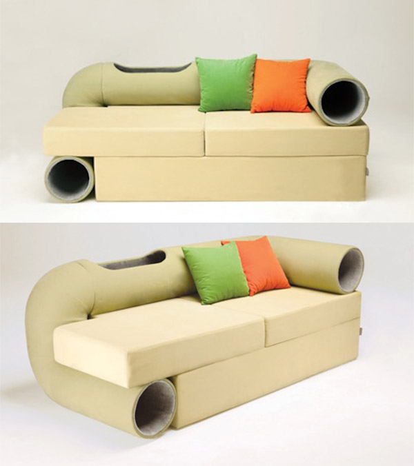 15+ Cat Furniture Pieces for Cat Lovers 14 cat tunnel sofa 1 15+ Cat Furniture Pieces for Cat Lovers - 14 Cat Furniture Pieces
