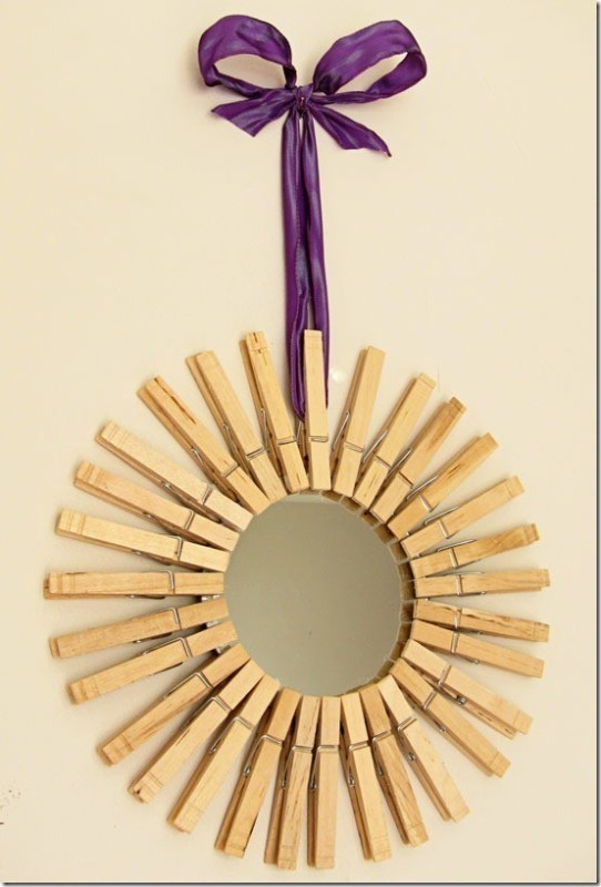clothespin star burst mirror 35 Unexpected & Creative Handmade Mother's Day Gift Ideas - 3