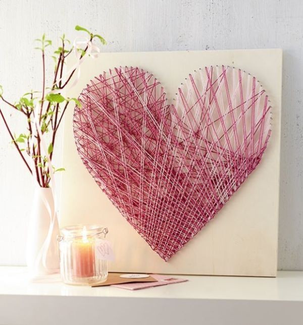 heart-string-art 35 Unexpected & Creative Handmade Mother's Day Gift Ideas