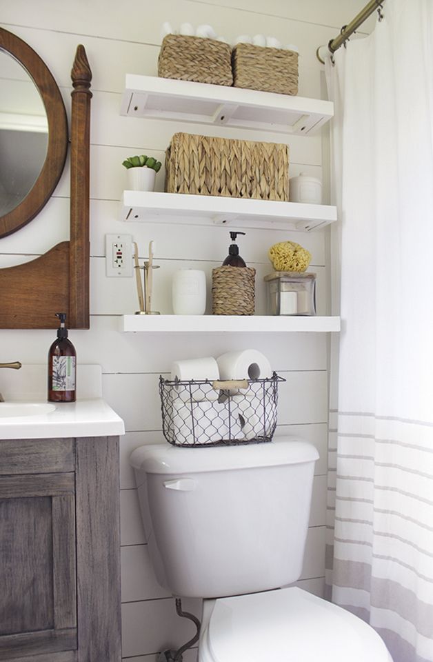interior design bathroom narrow wall shelves 15 Interior Design Tips & Ideas for Narrow Small Spaces - 11