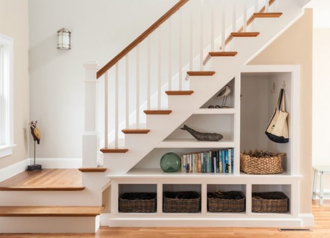 interior design stair shelves 15 Interior Design Tips & Ideas for Narrow Small Spaces - 17