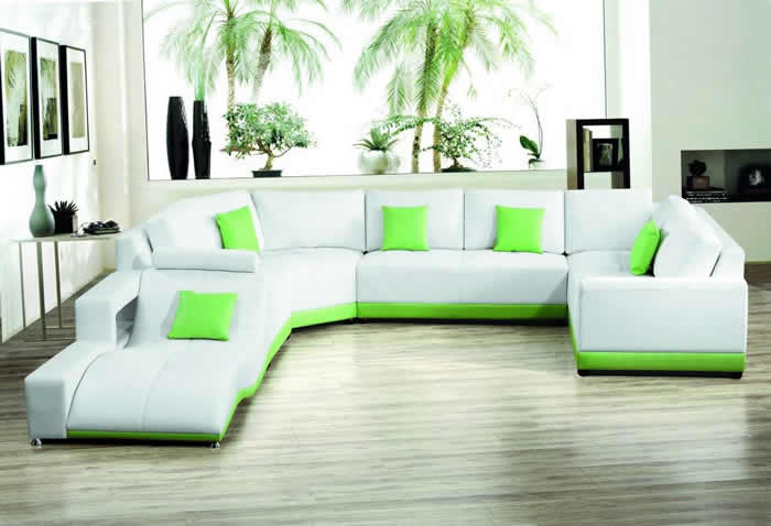 modern white leather sectional sofa with green accent and chaise 5 Outdated Home Decor Trends That Are Coming Again - 37