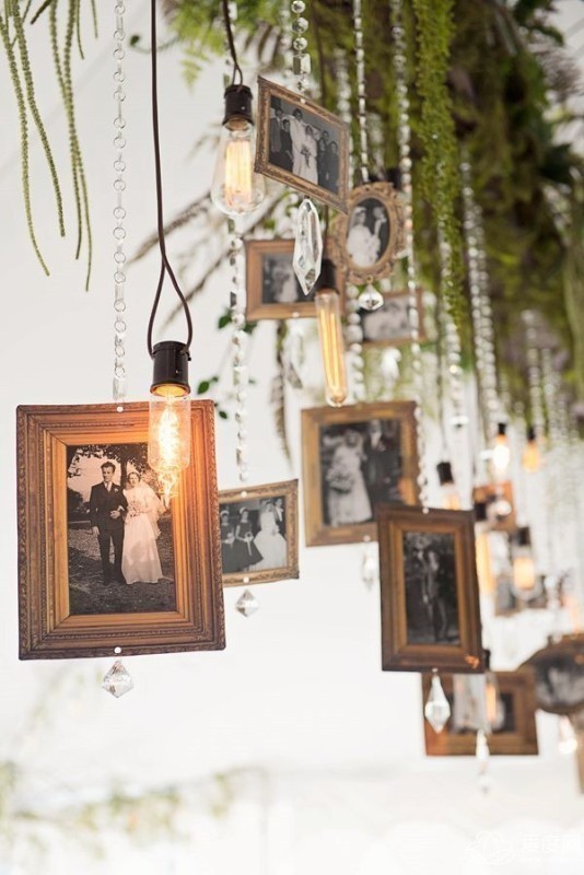 photo display wedding decor ideas 9 88+ Unique Ideas for Decorating Your Outdoor Wedding - 58