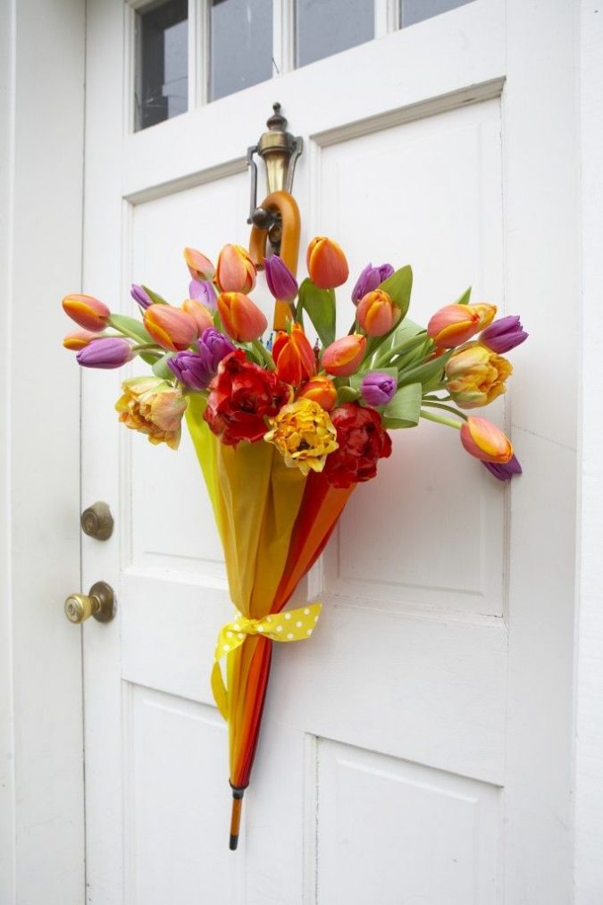 umbrella with flowers 7 Vibrant Front Door Decorations for Summer - 6