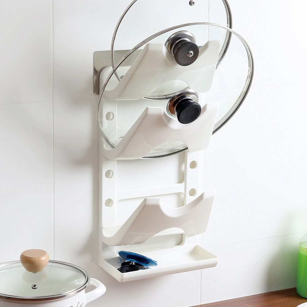 Free Shipping Strong Suction magic flexible sticker pot rack font b lid b font font b 6 Affordable Organizing and Decoration Ideas for your Kitchen - 16