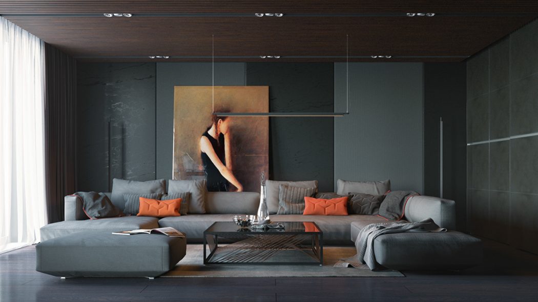 orange and black interior artwork ideas 10 Ways to Add Glam to Your Hollywood Home - 26