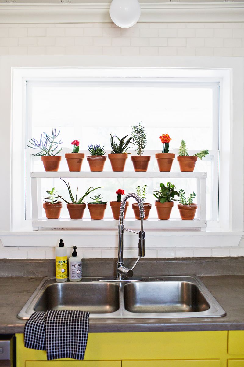 Great Ways to Make Your Dream Green Kitchen 13 shelf window designrulz 2 Great Ways to Make Your Dream Green Kitchen - 11