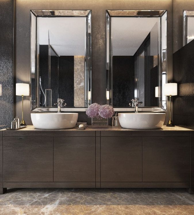 dark bathroom modern decor 2 15+ Top Modern House Interior Designs - 9