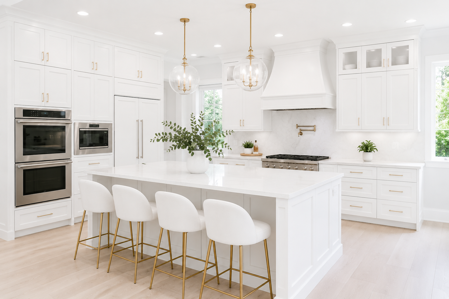 All White Cabinetry for a Clean and Elegant Look Top 10 Best White Bright Kitchen Design Ideas - 2