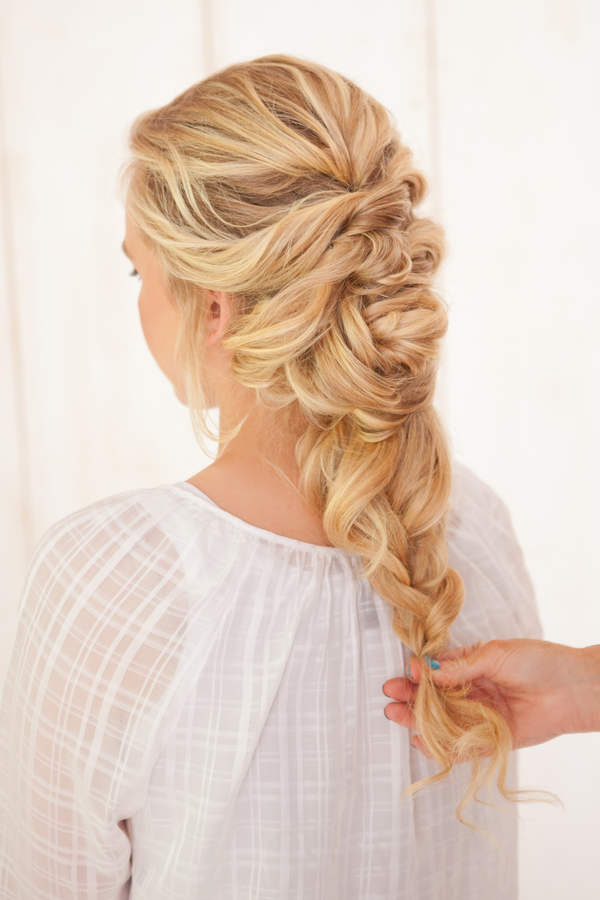 French-Braid-Flower-Twists1 12 Wedding Day Killer Hairstyles for Curly Hair