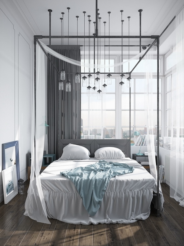Modern-Pipe-Canopy-Bed-with-Simple-Headboard Canopy Beds through History... 35+ Bedroom Designs