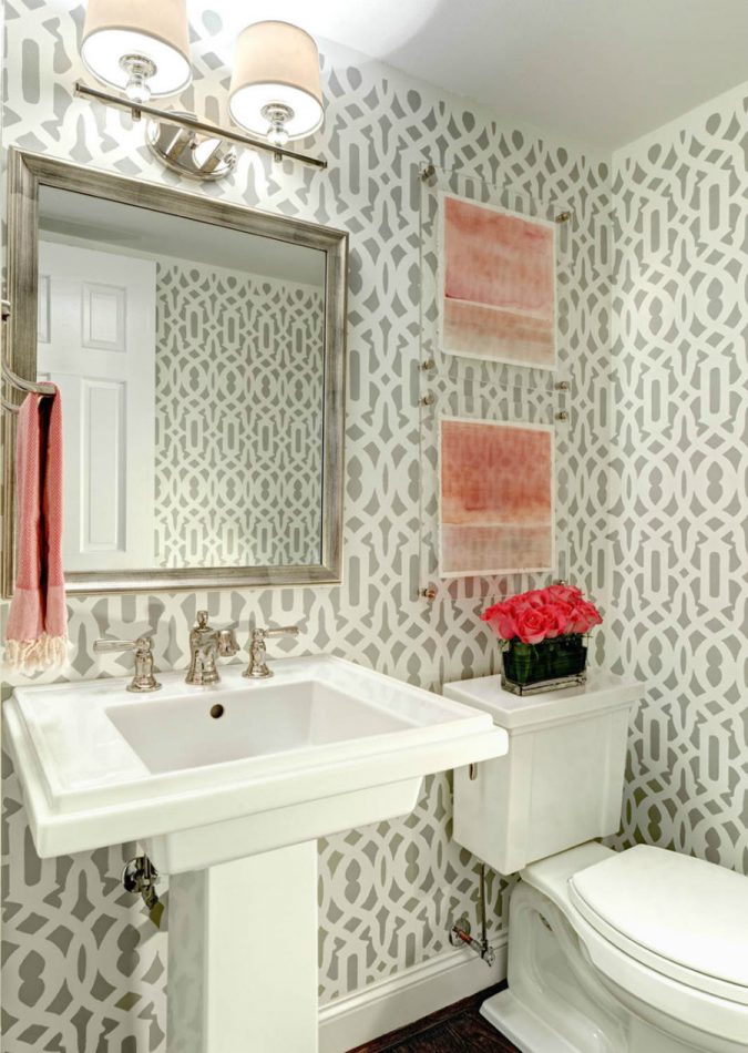 Patterned powder room half bathroom Top 10 Stunning Powder Room Decorating Ideas - 10
