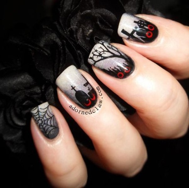 85+ Seriously Spooky Halloween Nail Art Ideas 169 halloween nail ideas 166 85+ Seriously Spooky Halloween Nail Art Ideas - 169