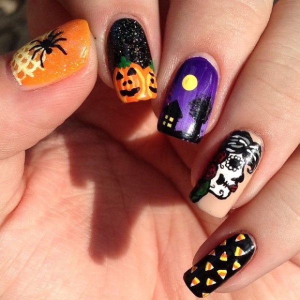 85+ Seriously Spooky Halloween Nail Art Ideas 51 halloween nail ideas 42 85+ Seriously Spooky Halloween Nail Art Ideas - 51