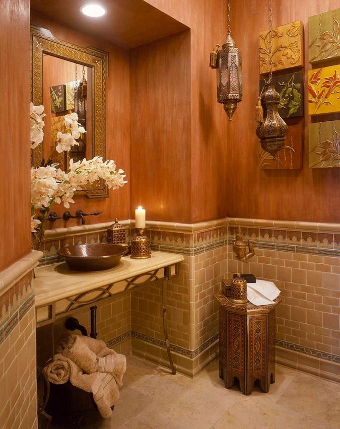 powder room half bathroom Moroccan design 2 Top 10 Stunning Powder Room Decorating Ideas - 14