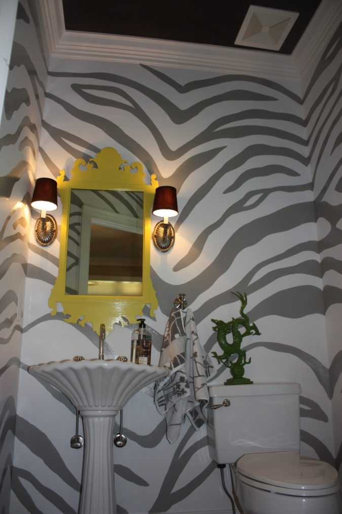 powder room half bathroom animal textured walls Top 10 Stunning Powder Room Decorating Ideas - 11