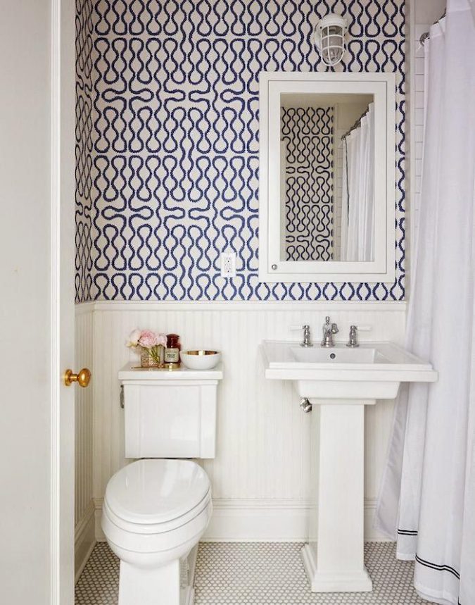 powder room patterned wall Top 10 Stunning Powder Room Decorating Ideas - 9