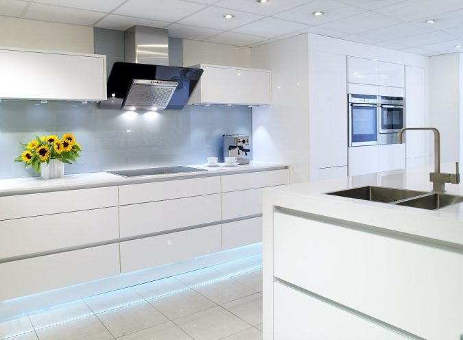 white kitchen with glossy cabinets 2 Top 10 Best White Bright Kitchen Design Ideas - 12