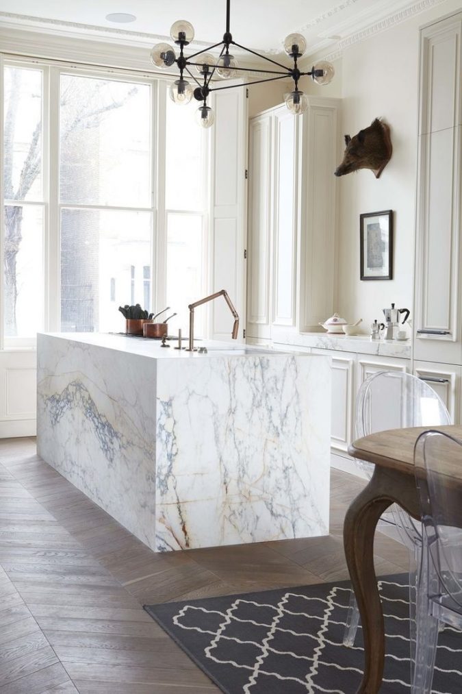 white kitchen with marbel surfaces Top 10 Best White Bright Kitchen Design Ideas - 6