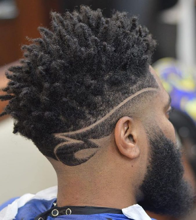 men-hairstyle-Designed-Mohawk-675x758 7 Crazy Curly Hairstyles for Black Men in 2020
